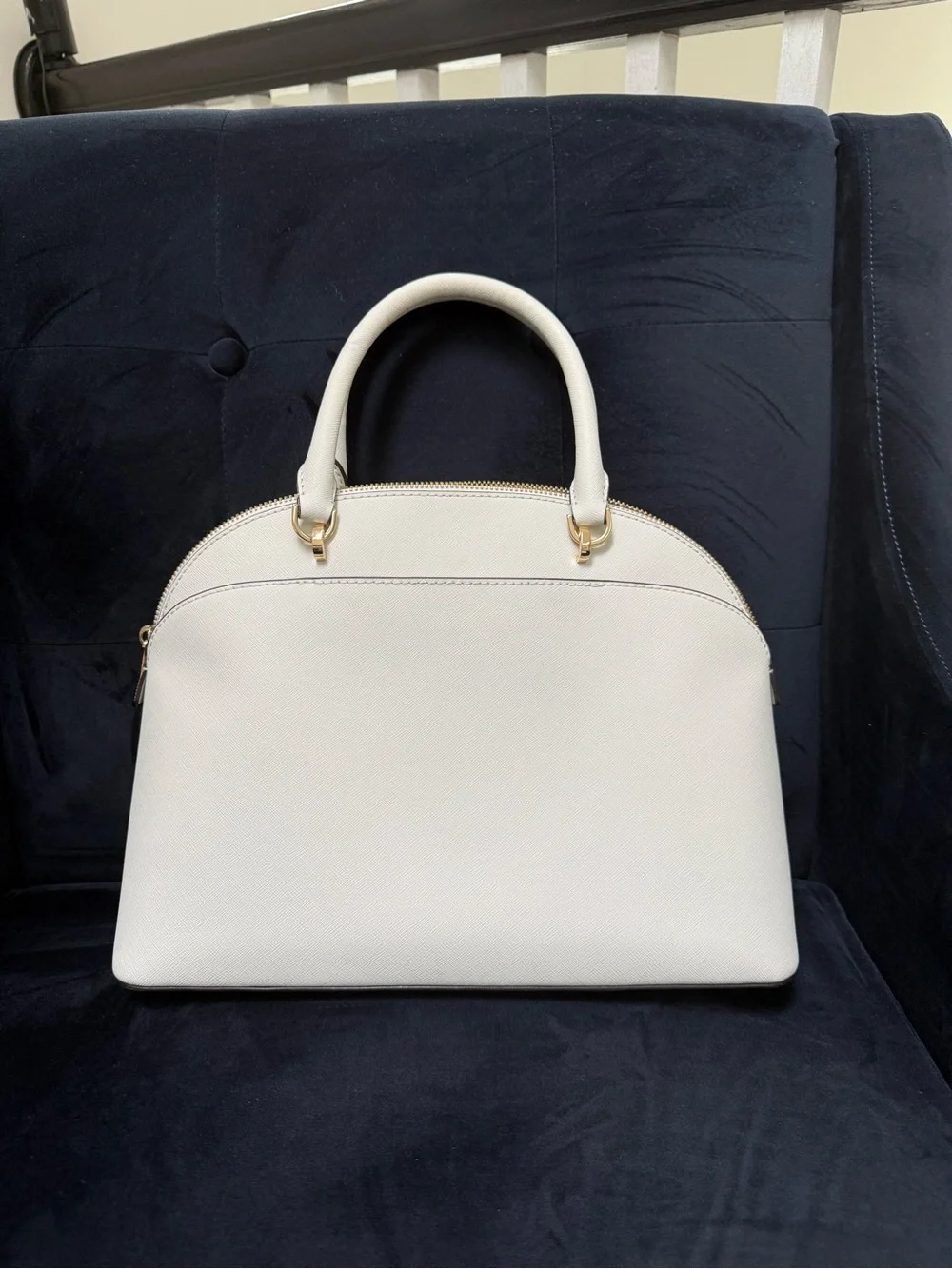 Michael Kors Cream Dome Satchel with Gold Hardware